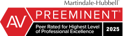 Martindale-Hubbell | AV Preeminent | Peer Rated for Highest Level of Professional Excellence | 2025